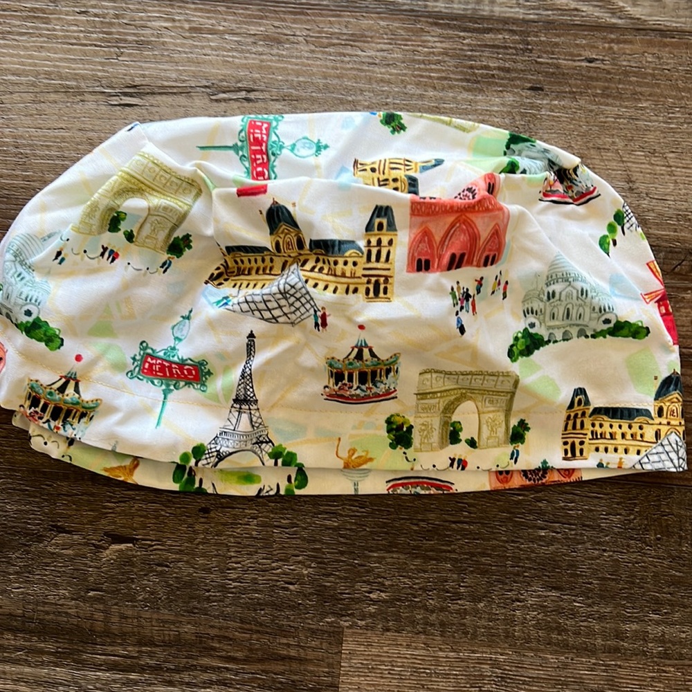 NEW French Print Euro Scrub Cap